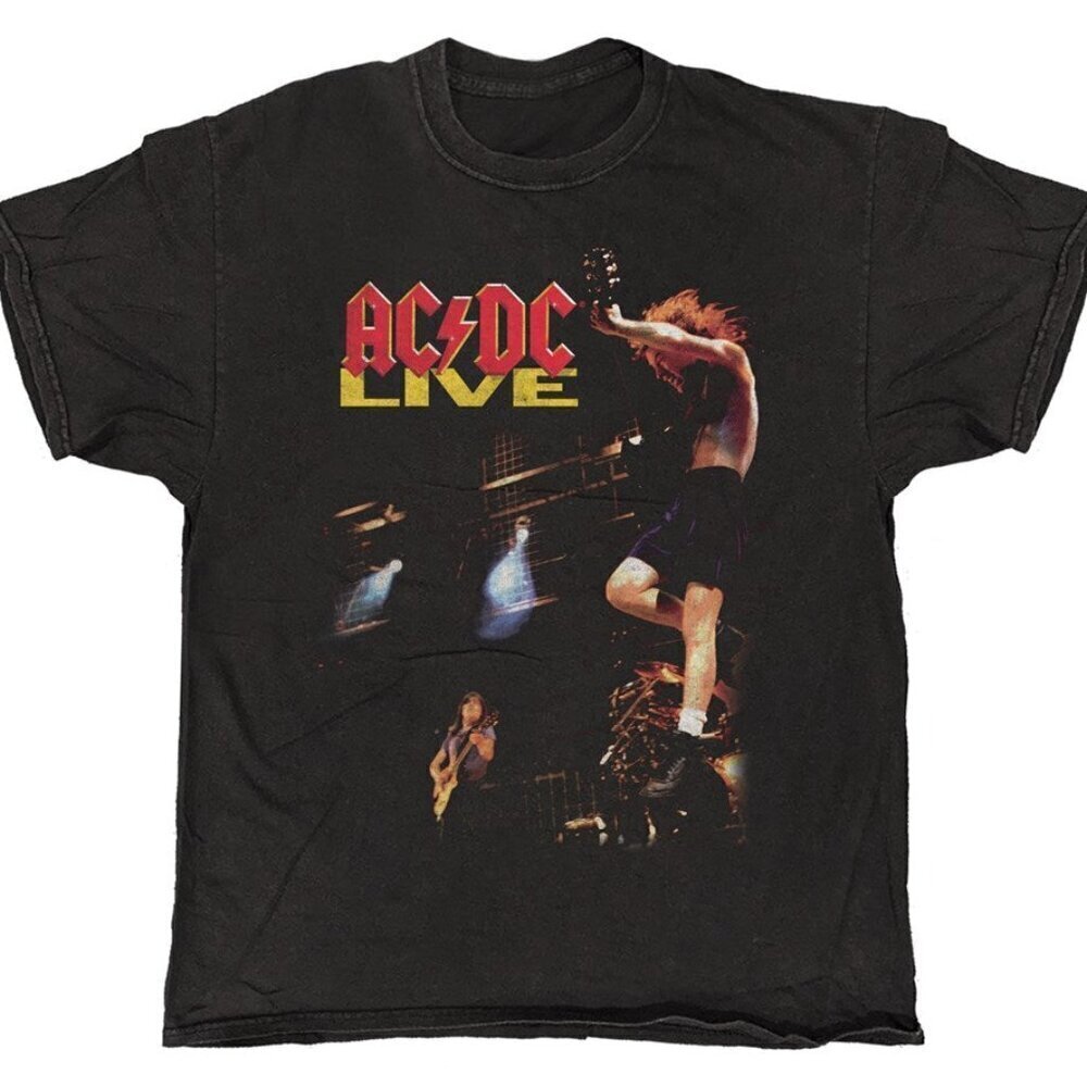 ACDC Live Photo Retro Style Rock Graphic Unisex T-Shirt .